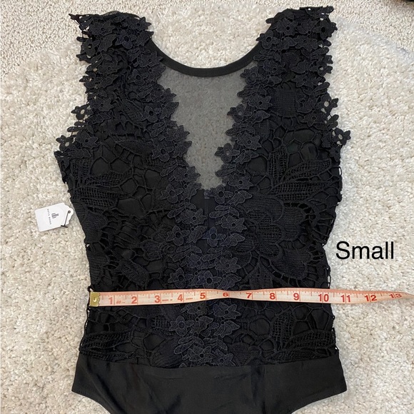 Sexy Black Bodysuit with floral detail small and medium - Picture 9 of 13